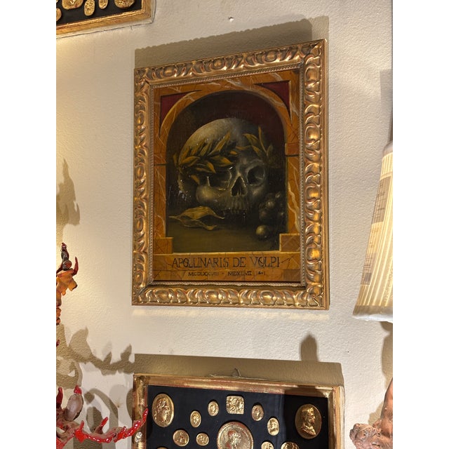 Baroque Style Oil on Canvas Memento Mori Profile Painting in Giltwood Frame For Sale - Image 11 of 13