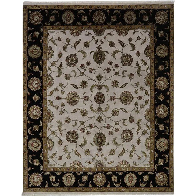 Handwoven Tabriz Style Wool and Silk Area Rug 8'2"×10'1" For Sale