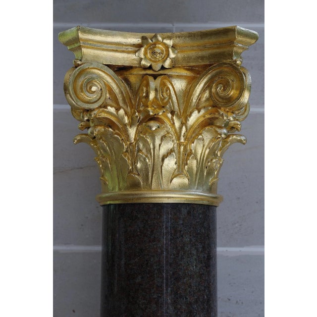 Large Neoclassical Red Granite and Gilt Bronze Column, 1950s For Sale - Image 9 of 12