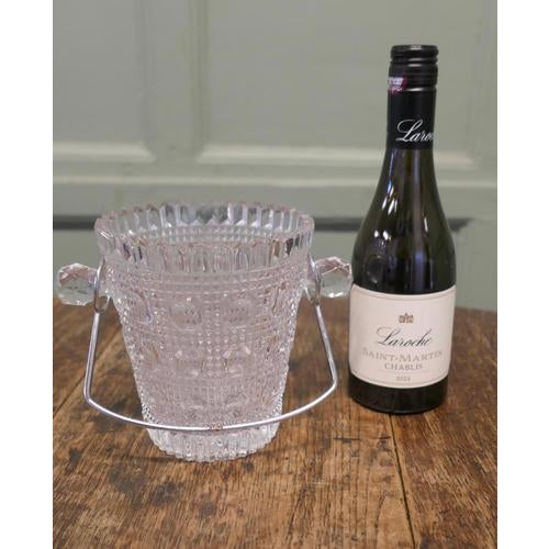 French Art Deco “Seau à Glace” Wine Cooler with Chrome Handle An Attractive Art deco piece with a complex diamond cut...