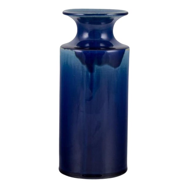 Large Ceramic Vase with Blue and Green Glaze by Britt-Louise Sundell, Gustavsberg, 1960s For Sale
