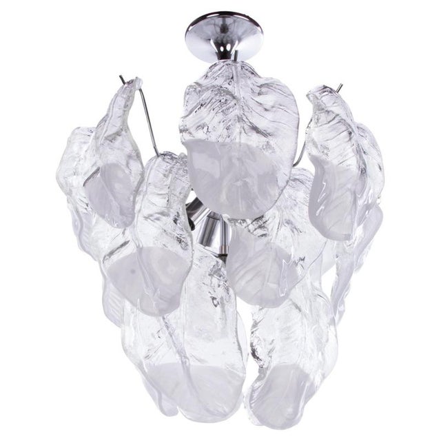 Murano Petals Chandelier Glass and Chrome from Novaresi, Italy, 1970s For Sale - Image 10 of 10