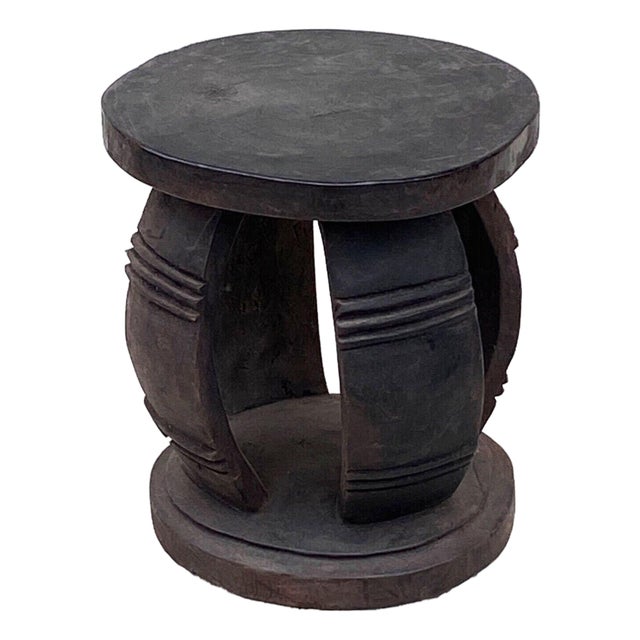 Vintage African Large Baga Stool Guinea-Bissau 14" H by 12.5"w For Sale