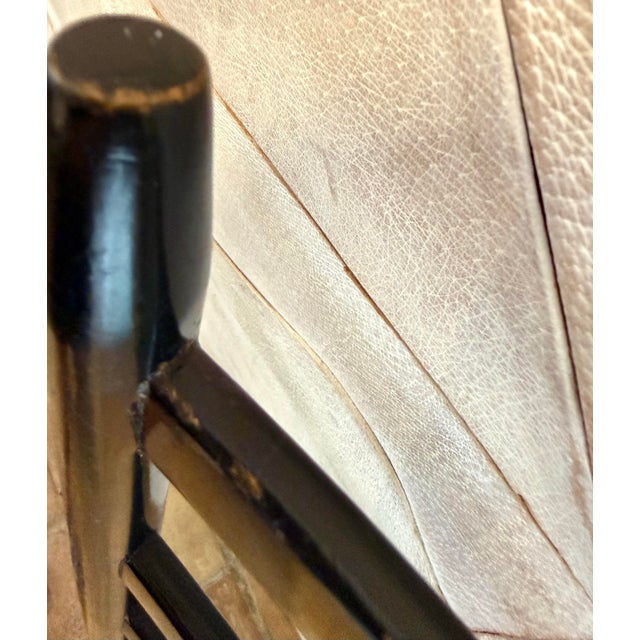 Mid-Century Modern Italian High-Back Black Side, Office Chair With a Rush Seat in the Iconic Style of Italian Designer Gio Ponti For Sale - Image 10 of 12