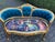 1980 French Louis XVI Blue Velvet Gilt Beech Settee For Sale - Image 6 of 15
