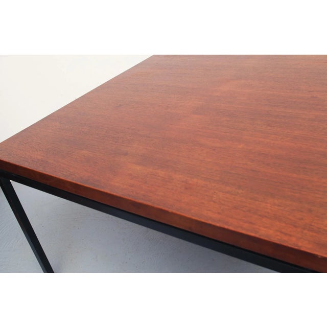 Teak and Metal Square Coffee Table, 1960s For Sale - Image 4 of 8
