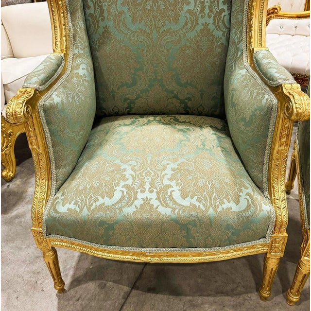 2020s French Style Midsize Chair With Gold Leaf Details For Sale - Image 5 of 5