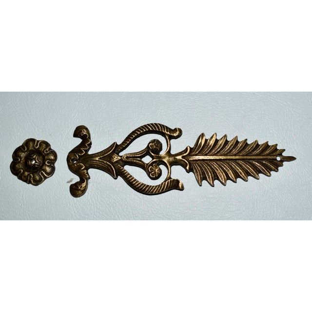 Metal Antique Brass French Empire Style 3 Pc. Decorative Furniture Ormolu For Sale - Image 7 of 10