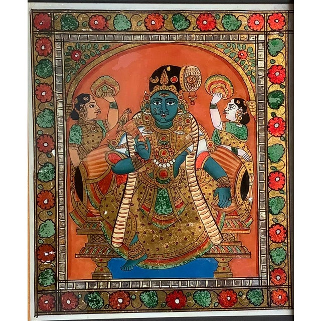 Tanjore Reverse Glass* Painting Aandal**: Antique Late 19th Century. From Thanjavur (Tanjore), South India Approximately:...