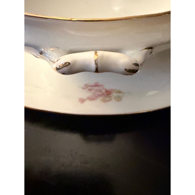 White Antique Royal Schwarzburg German Fine China Gravy Boat With Attached Underplate For Sale - Image 8 of 9