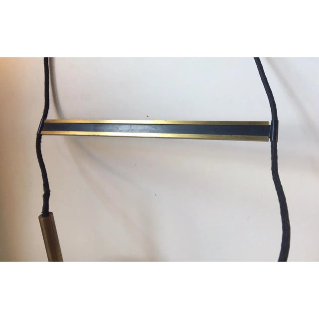 1960s Mid-Century Glass & Brass Dual Pendant Lamp from Orrefors, 1960s For Sale - Image 5 of 8