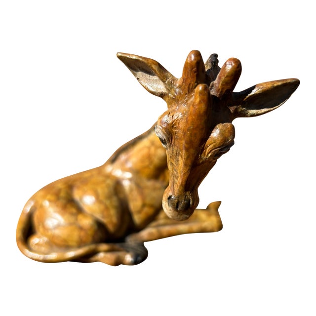 Small Faux Painted Iron Giraffe Sculpture For Sale