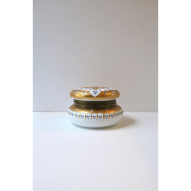 Victorian Antique Vanity Jewelry Box Bohemian Gold White Opaline Glass, Ca. Late 19th C For Sale - Image 3 of 15
