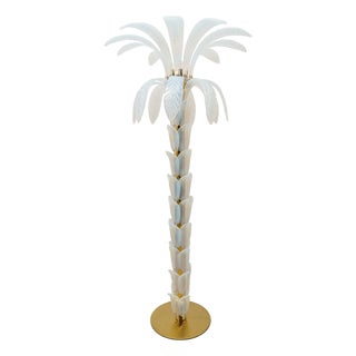 Iridescent Murano Glass and Brass Palm Tree Floor Lamp, 2000 For Sale