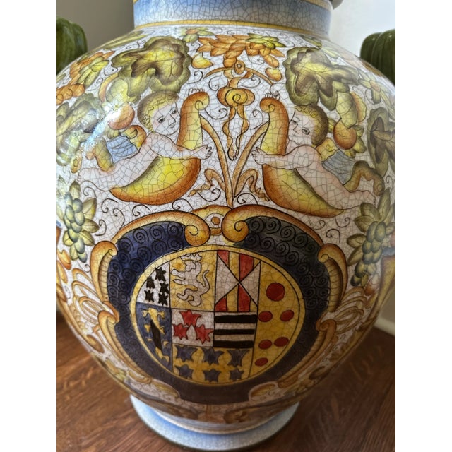 2010s FloorGinger Jar. Extra Large. Beautifully Painted With Crackle Finished.Italian Design For Sale - Image 5 of 11