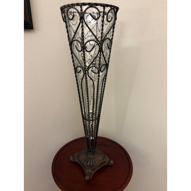 Rare Antique Italian Blown Glass With Metal Frame For Sale - Image 4 of 6