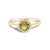 Contemporary 10K Yellow Gold Green Peridot and 3/8 Cttw Diamond Halo Jewelry Set (Earrings, Pendant & Ring) For Sale - Image 3 of 6