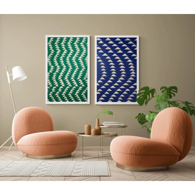 Painting With Minimalist Pattern in Green For Sale In Phoenix - Image 6 of 6