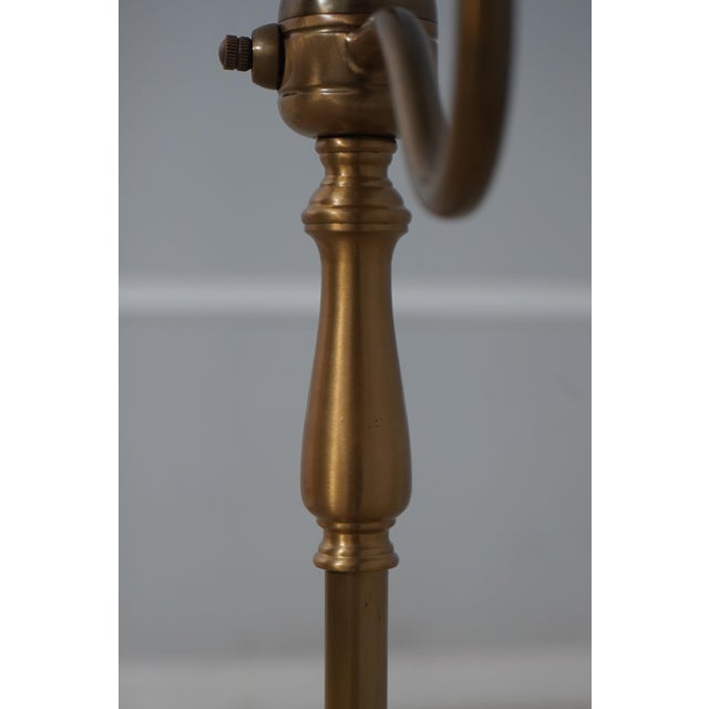Brass Scrolled Arm Floor Lamp W. Shade For Sale - Image 9 of 11