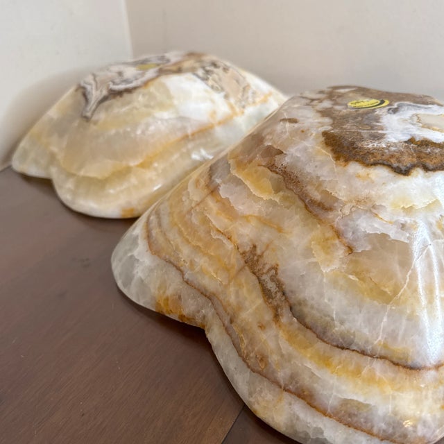 Vintage Oversized Hand Craved Onyx Decorative Bowls- a Pair For Sale - Image 9 of 11