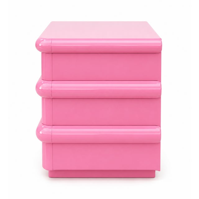 Postmodern Postmodern Pink Lacquered Bullnose Dresser For Sale - Image 3 of 5