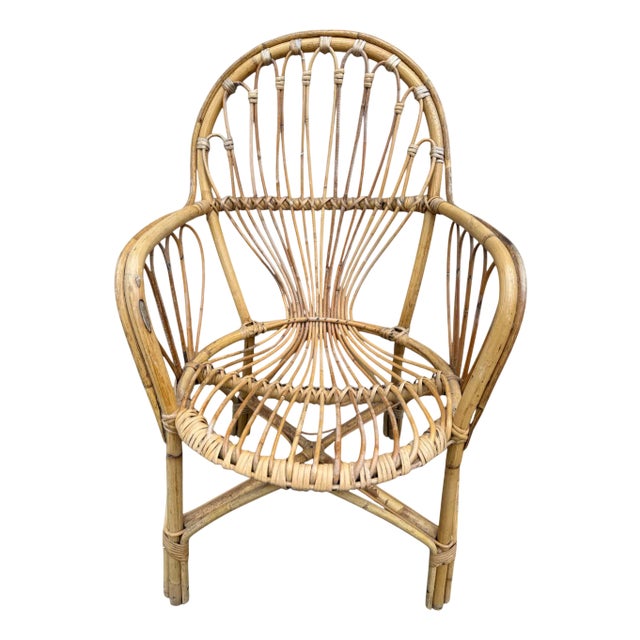 Vintage Armchair in Rattan, 1960s For Sale
