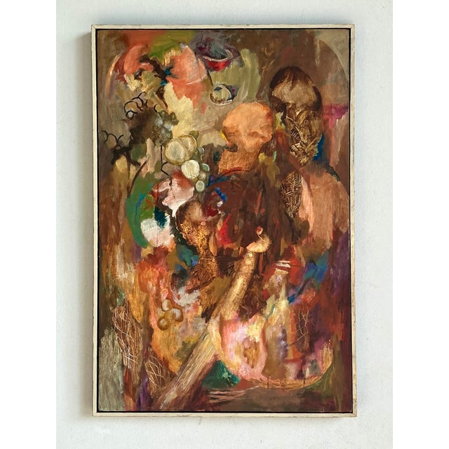 Vintage Boho Original Abstract Oil on Canvas For Sale - Image 4 of 9