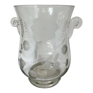 Mid 20th Century Etched Poppy Crystal Ice Bucket For Sale