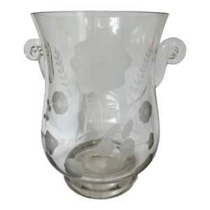 Mid 20th Century Etched Poppy Crystal Ice Bucket