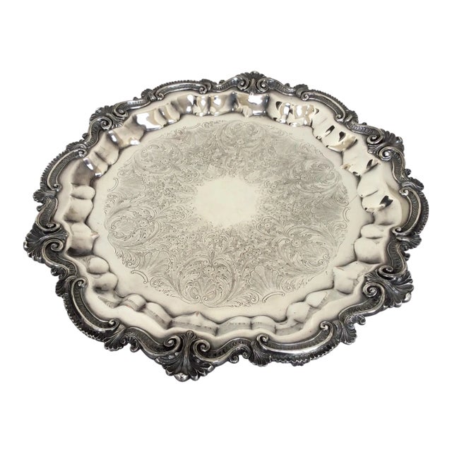 Antique Rococo Style Silver on Copper Tray For Sale