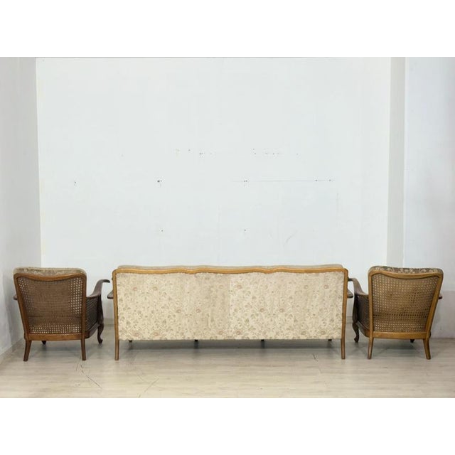 Brown Vintage Chippendale Sofa and Armchairs, 1960s, Set of 3 For Sale - Image 8 of 11