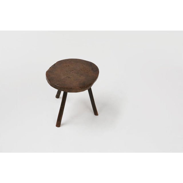 Brutalist French Oak Tripot Stool, 1850 For Sale - Image 4 of 12