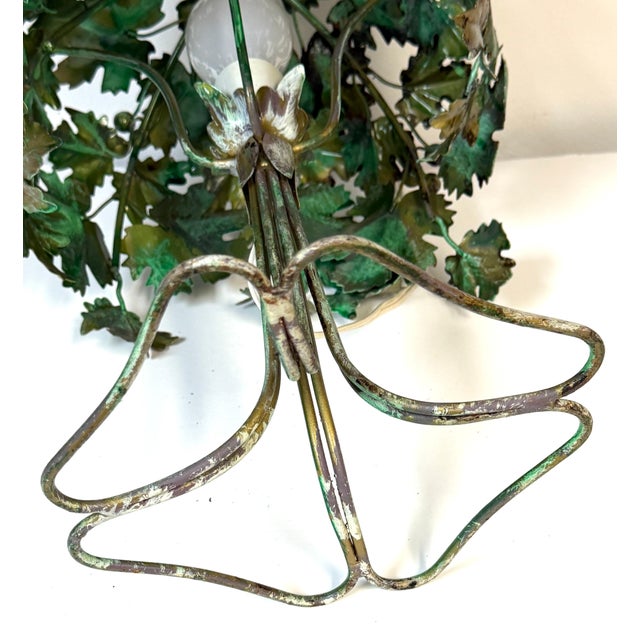 1960s Italian Polychromed Tole Grapevine Topiary Table Lamp For Sale - Image 10 of 11