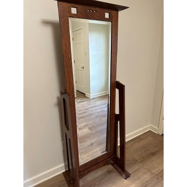 Queen size bed with nightstand and standing mirror. Made by Salem, Oregon craftsman George Villasenor NOTE: Bedding and...