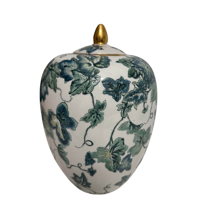 Vintage Ivy and Vine Lidded Ginger Jar For Sale - Image 4 of 11