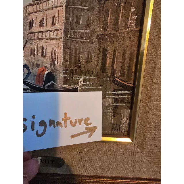 Blue Vintage Mid Century Modern Impressionist Signed Venice Painting For Sale - Image 8 of 12