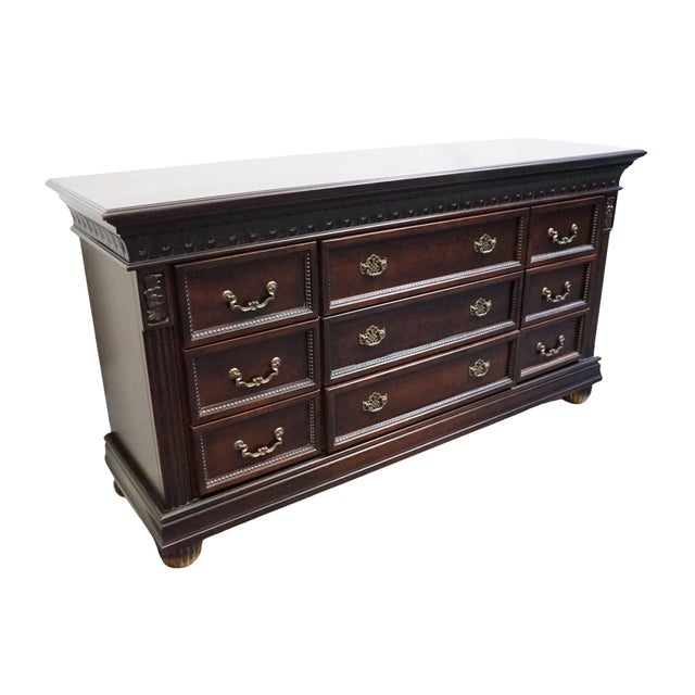 Collezione Europa Cachat Collection Cherry Contemporary Traditional 50" Triple Dresser For Sale - Image 4 of 11