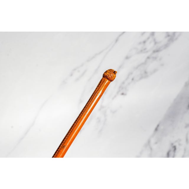 Beautiful Hand Hammered Sterling Silver Antique Leather Wrapped Horse Riding Crop Equestrian Home Decor For Sale - Image 12 of 12