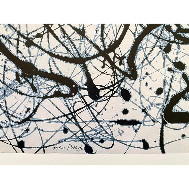 White Jackson Pollock Vintage 1998 Abstract Expressionist Lithograph Print Framed Modernist Exhibition Poster " Number 14 : Gray " 1948 For Sale - Image 8 of 17