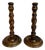 Pair of Early 20th Century Turned Wood Barley Twist Candlestick Holders For Sale