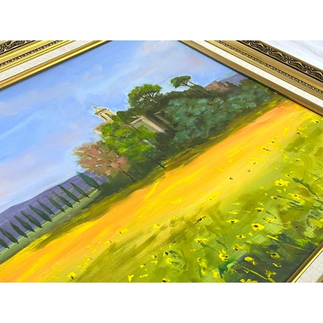 Signed Original Oil Painting by Karen Reinhart (American, 1938-2023) Titled 'Tuscan Countryside' For Sale - Image 9 of 12