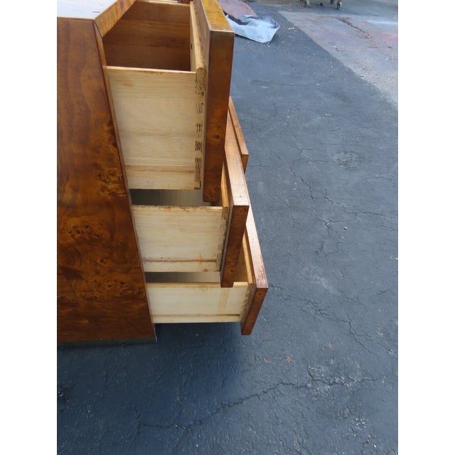 Late 20th Century Milo Baughman by Founder Mid Century Hollywood Regency Burlwood Dresser 6625 For Sale - Image 5 of 18