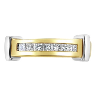 Princess Cut Two-Toned Diamond Wedding Band, Size 8 For Sale