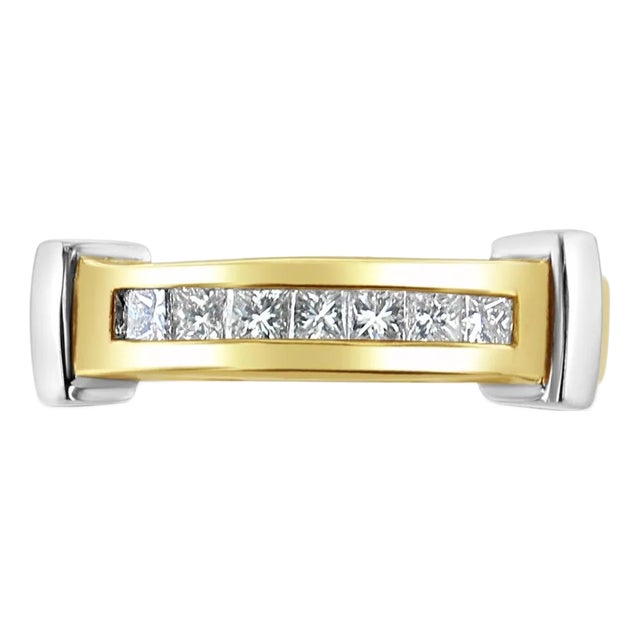 Princess Cut Two-Toned Diamond Wedding Band, Size 8 For Sale