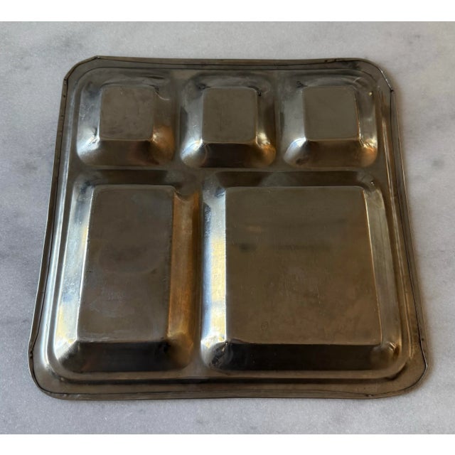 Set of 6 Vintage 5 Compartment Metal Food Serving Trays For Sale - Image 9 of 9
