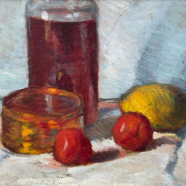 French Antique 1916 French Signed Original Oil Still Life Painting For Sale - Image 3 of 12