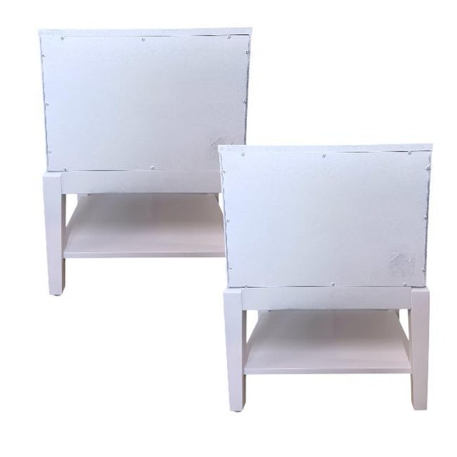 Pair of White Lacquer Two-Drawer Nightstands With Open Shelf For Sale In West Palm - Image 6 of 7
