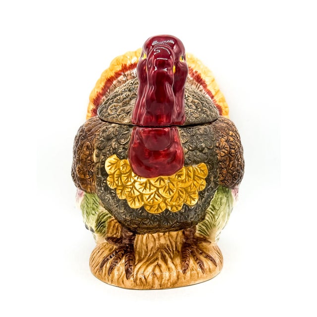 Farmhouse Vintage Ganz Bella Casa Hand-Painted Turkey Ceramic Tureen – Americana / Thanksgiving / English Country For Sale - Image 3 of 13