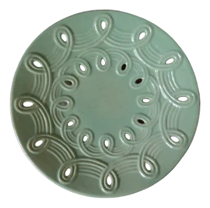 Large Openwork Ceramic Bowl by Blanche Letalle for Saint Clément, 1950s