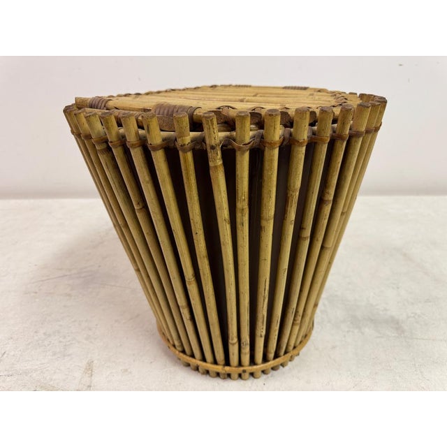 Italian Bamboo Waste Paper Bin, 1970s For Sale - Image 4 of 13